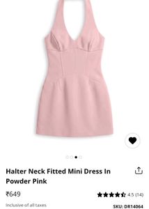 Powder Pink Halter Neck Mini Dress