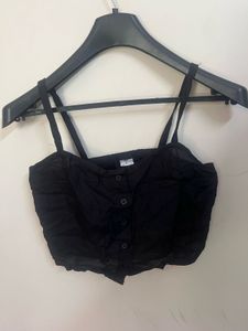 Black Crop Top &amp; Wide Leg Pants Co-ord Set