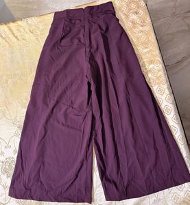 🍷 Tokyo Talkies Wine Wide-Leg Palazzo Trousers
