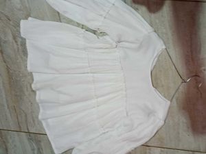 Chic White Tiered Bell Sleeve Top korean