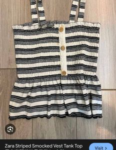 Zara Striped Smocked Tank Top with shorts 👍