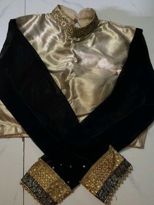 Elegant Gold &amp; Black Embellished full sleeve Blous