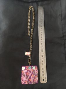 Floral Purple Handpainted Pendant Necklace