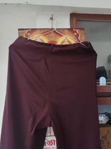 112.Maroon Leggings with White Stripes