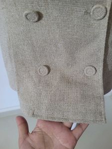 Women's Beige Double-Breasted Blazer