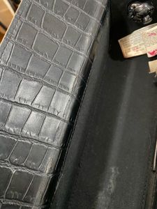 Mango Black Croc Textured Shoulder Bag