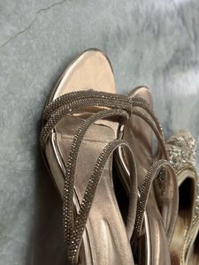 Elegant Embellished Gold Footwear Set