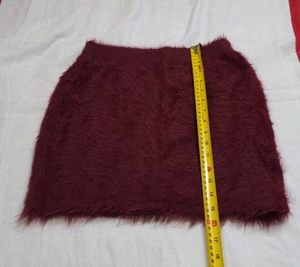 CRYX Japan Burgundy Fuzzy Knit Mini Skirt