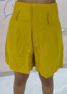 Mustard High-Waisted Shorts