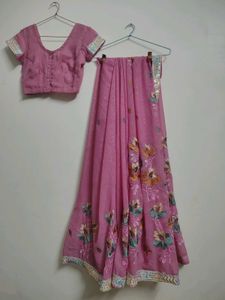 Pink Embroidered Saree with Blouse