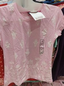 Pink Embroidered Casual T-Shirt