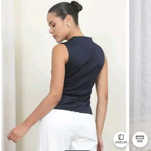 M size Elegant Sleeveless Navy Blue Top