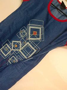 Blue Kurta with Geometric Print