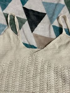 ARDENE Cream Knit Cropped Tank Top