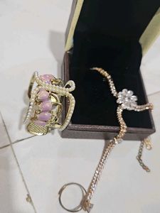 Elegant Adjustable Ring &amp; Charm Set
