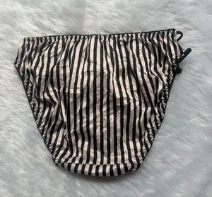 Striped Lace Trim Bikini Panties