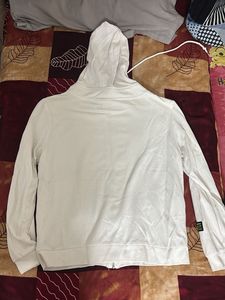 Men's White Full Zip Hoodie