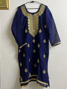 Elegant Navy Blue Embroidered Garara Set