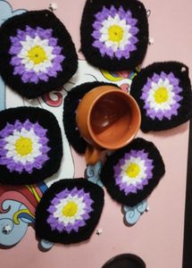 Handmade Crochet Coasters Set.  pack of 10