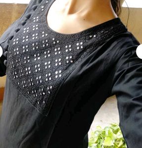 Embellished Black Kurta