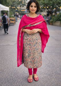 Elegant Floral Print Kurta with Dupatta