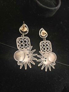 Unique Silver Tone Earrings From Orissa Tribal