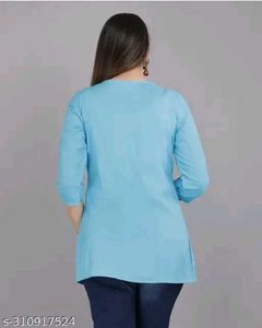 Stylish Blue Embroidered Kurti_L