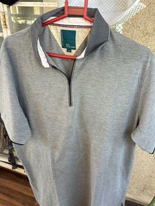 Men's Grey Zip Polo Shirt