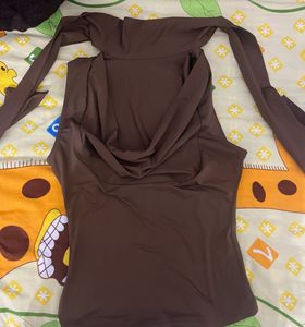 Brown Ribbon Tank Top