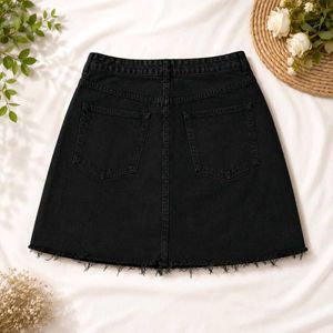 Black Denim A-Line Mini Skirt