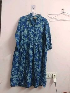 Blue Floral Print Kurta,slightly used,length,38