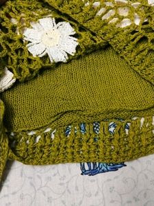 Beautiful Crochet Mehendi Green Top