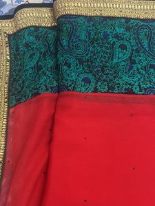 Red Colour Saree With Embroidered Border