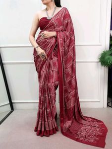 Maroon Satin silk saree