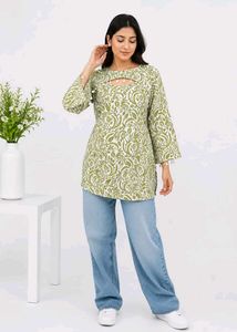 Green Paisley Print Kurta