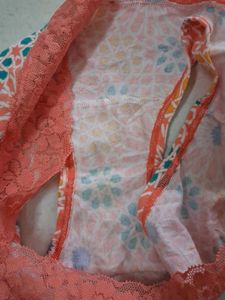 M Pretty Floral Print Briefs with Lace Trim