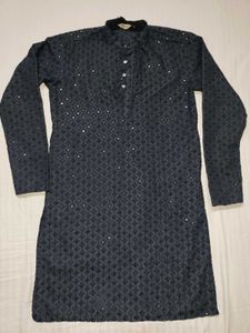 Wedding Exclusive Navy Blue Embroidered Men's Kurt