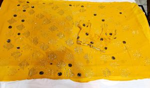 🇳🇿💫🎀Y2K Elegant Yellow Embellished Saree