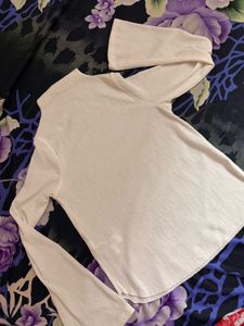 Cream Bell Sleeve Mock Neck Top