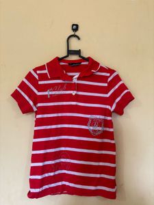 Red & White Striped Polo Shirt