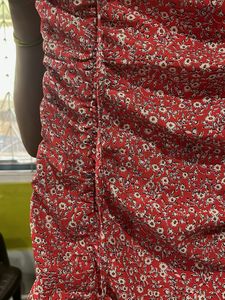 Red Floral Ruched Mini Dress