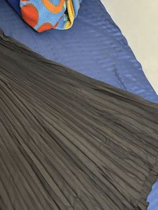 Black Pleated Midi Skirt