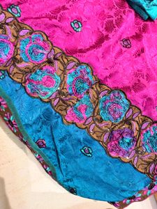 Vibrant Pink Floral Saree with Blouse