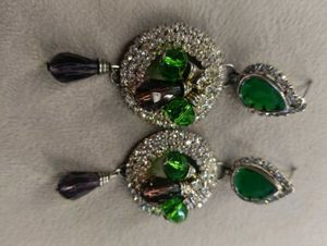 Elegant Green Stone Dangle Earrings With Free 🎁