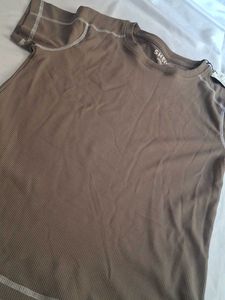 Casual Grey T-Shirt with White Stitching