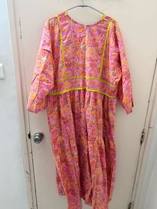 Pink Floral Print Tiered Maxi Kurta(never worn)
