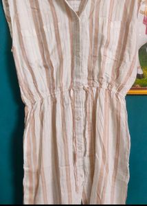 Striped Sleeveless Button-Up Dress