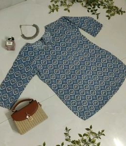 Blue Geometric Print Kurta💙✨🤍