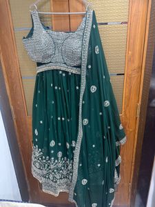 Stunning Emerald Mehendi Green Lehenga Choli