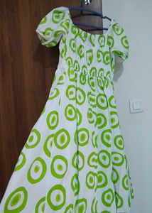 Green Circle Print Midi Dress